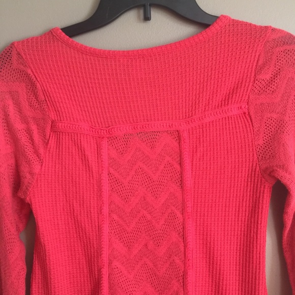 Lucky Brand burnt orange thermal long sleeve top - Picture 4 of 8